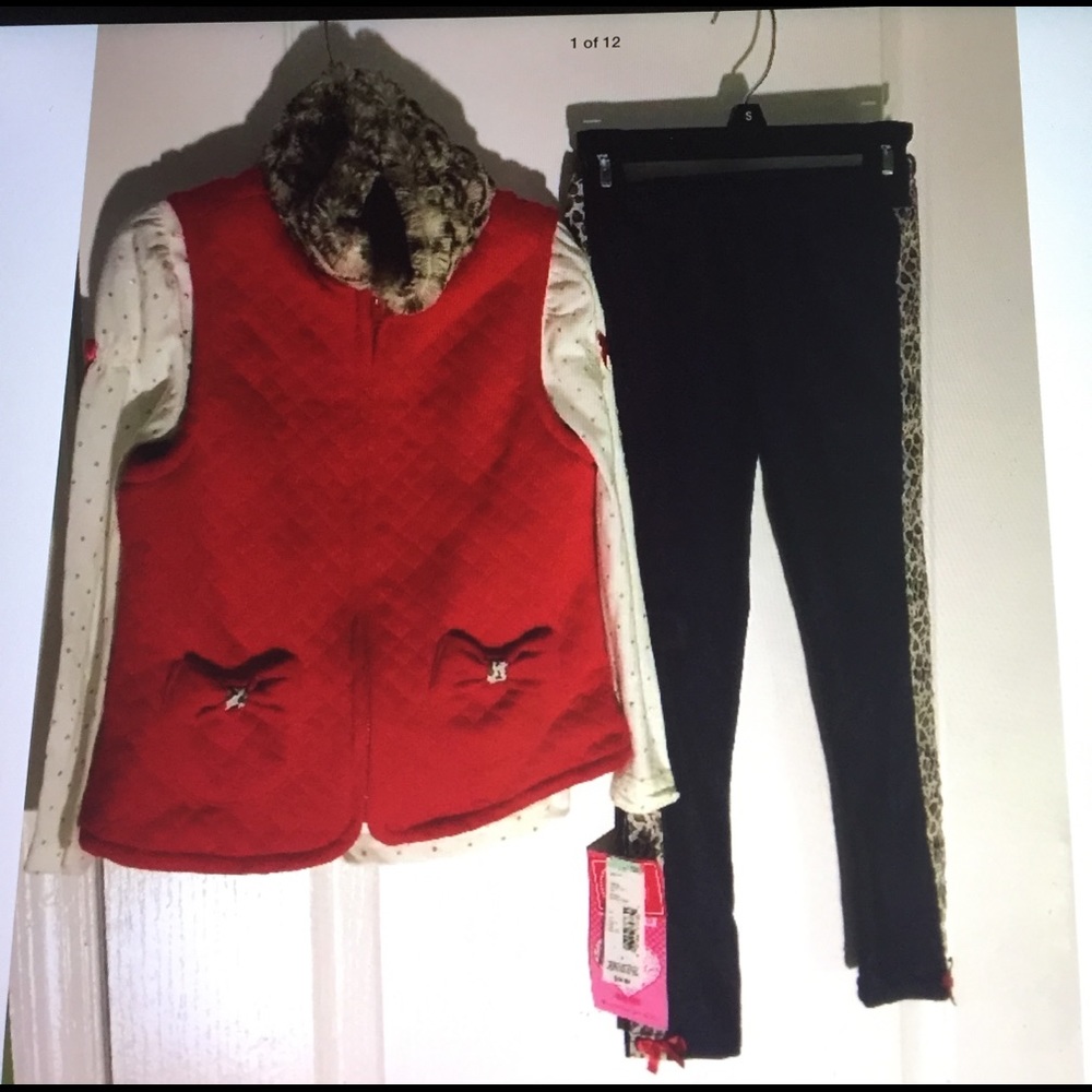 Young hearts girls 3pcs top, leggings & vest 6