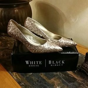 Golden Mini Sequin Pumps Size 9.5