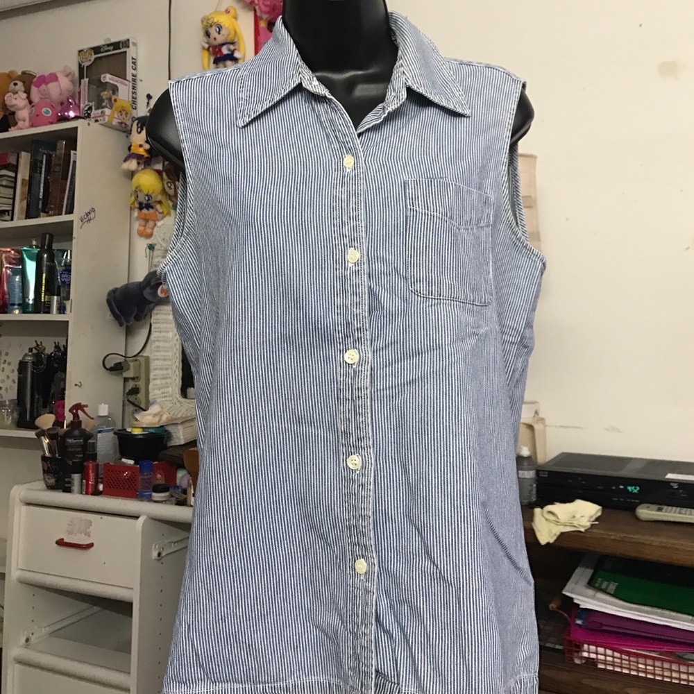 Denim Stripes Navy & White Sailor Shirt Sleeveless