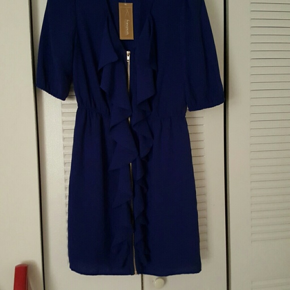 Blue full front zip dress - Picture 3 of 3