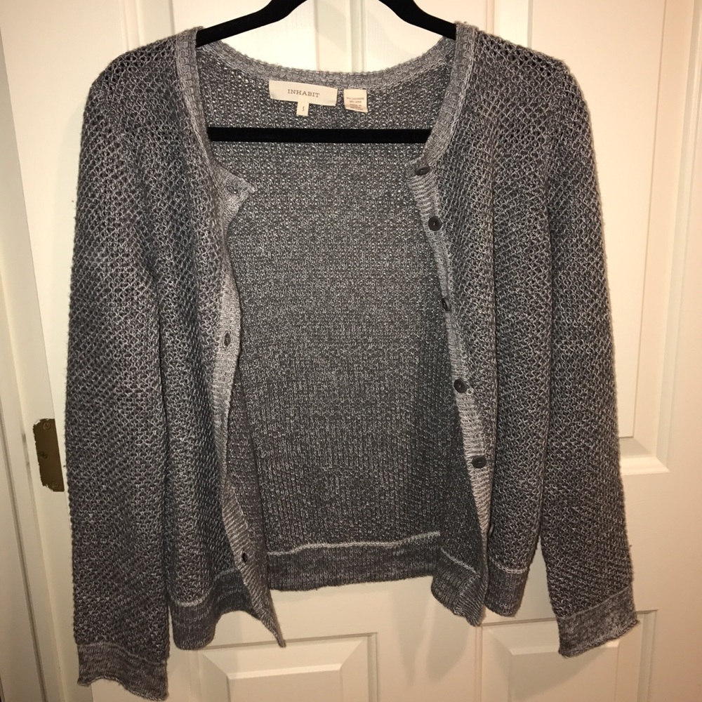 Grey button up cashmere sweater