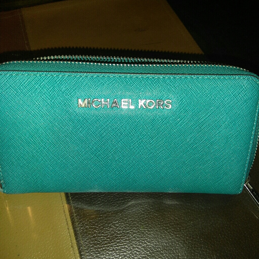 MK teal wallet