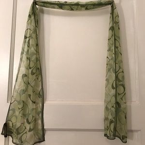 Green silk Coach purse scarf