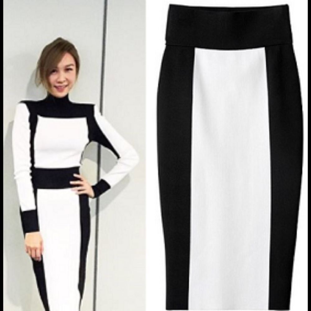 NWT Balmain H&M Black White skirt 10 US