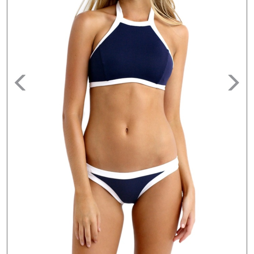 Blue and white bathing suit