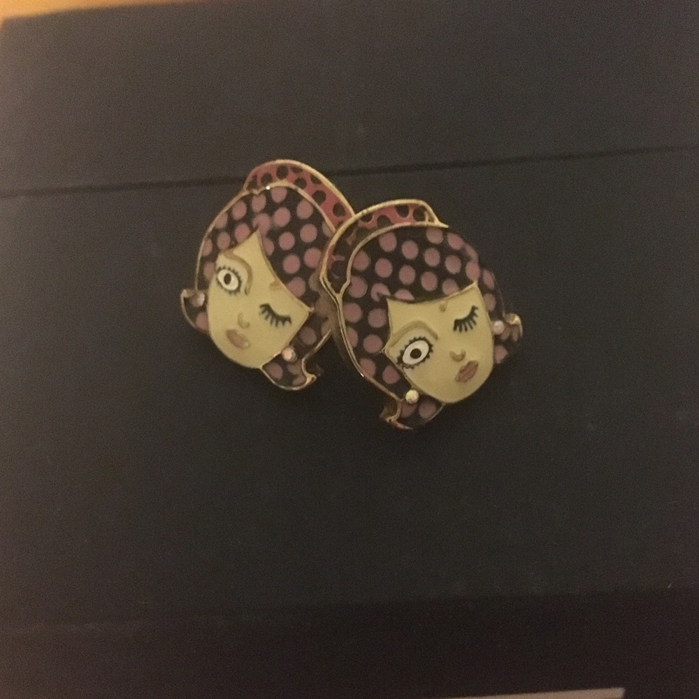 Betsey Johnson Winking Stud Earrings