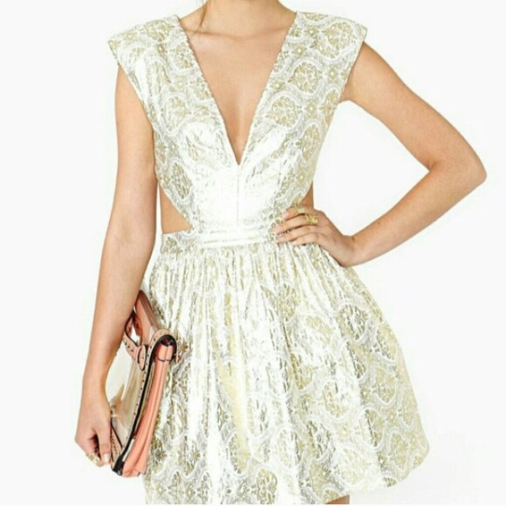 NWT Mustard Seed gold and white dress