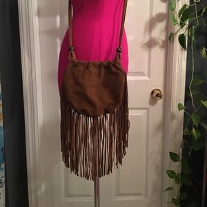 Urban Outfitters brown suede fringe crossbody bag