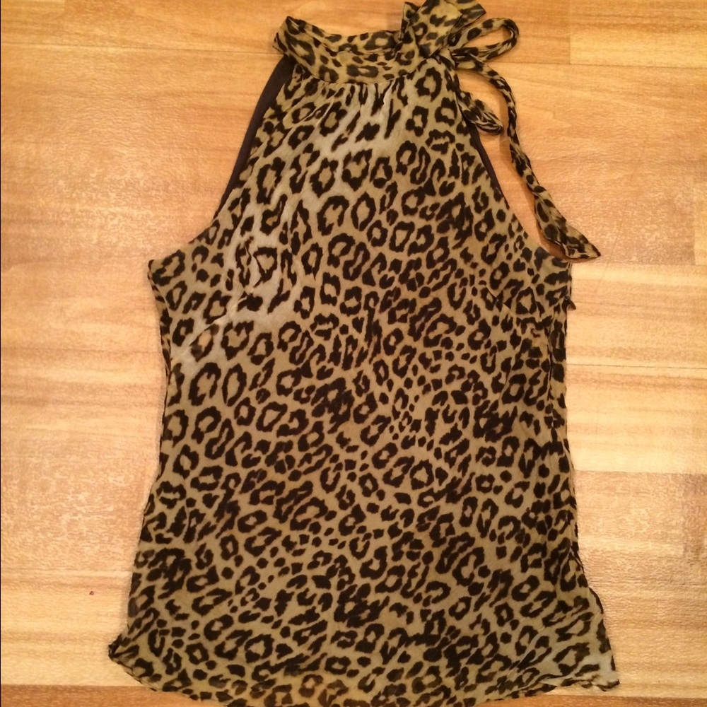 Cheetah print silk halter blouse