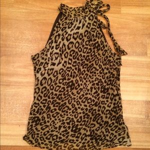 Cheetah print silk halter blouse