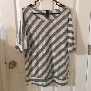Grey and white striped blouse