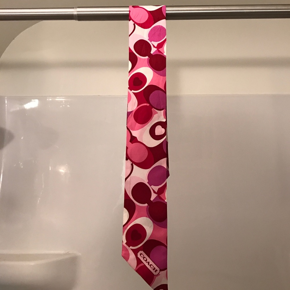 Red and pink heart Coach ponytail/purse scarf