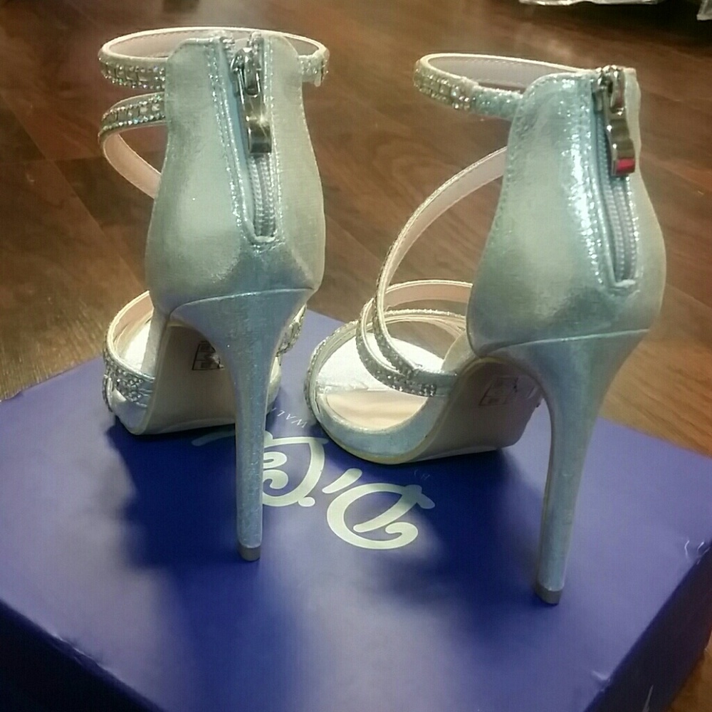 Strappy Silver Rhinestone Heels - Picture 3 of 5