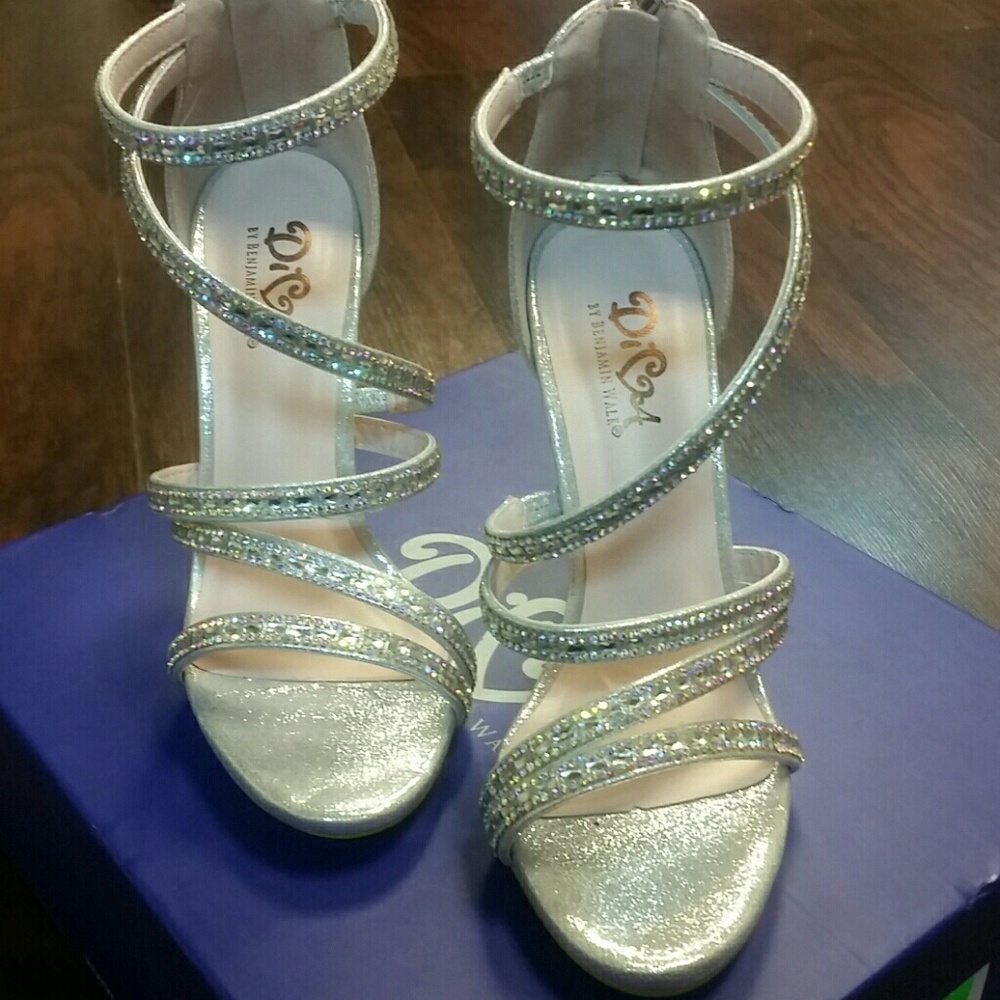 Strappy Silver Rhinestone Heels - Picture 4 of 5