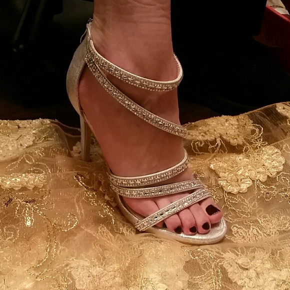 Strappy Silver Rhinestone Heels - Picture 6 of 8