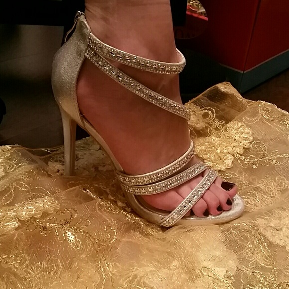 Strappy Silver Rhinestone Heels - Picture 8 of 8