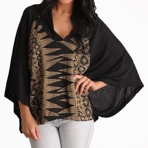 Aztec Printed Poncho | Vintage Havana