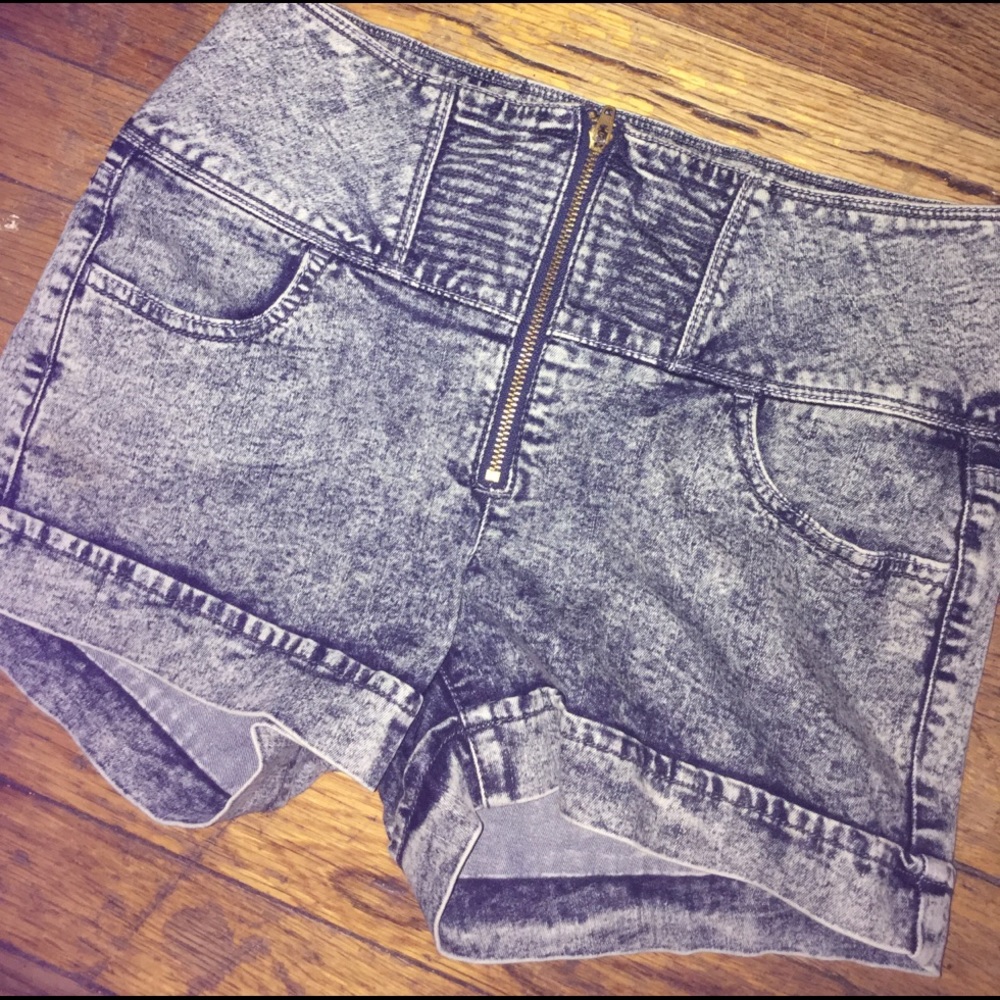 Love Culture Acid Wash High Waisted Shorts