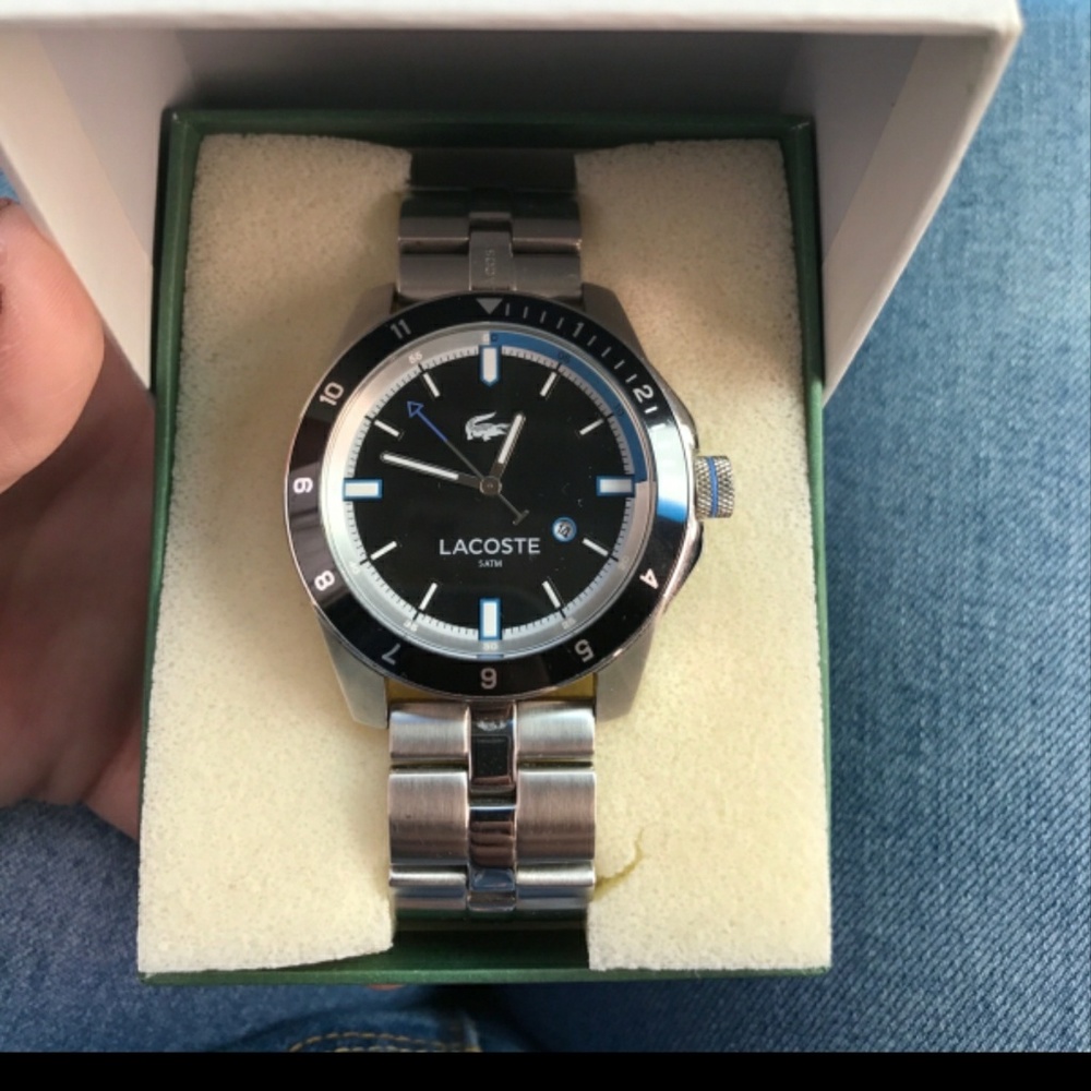 Lacoste Silver and Blue Watch