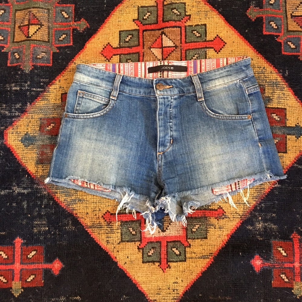 Joe's denim cut off shorts w/ Navajo print pockets