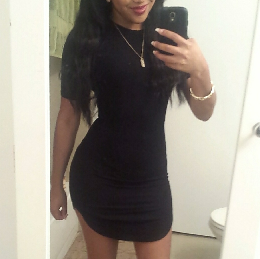 Black shirt dress.