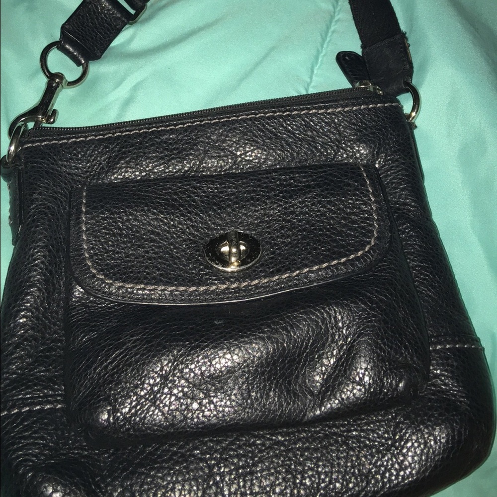 Black leather Coach cross body