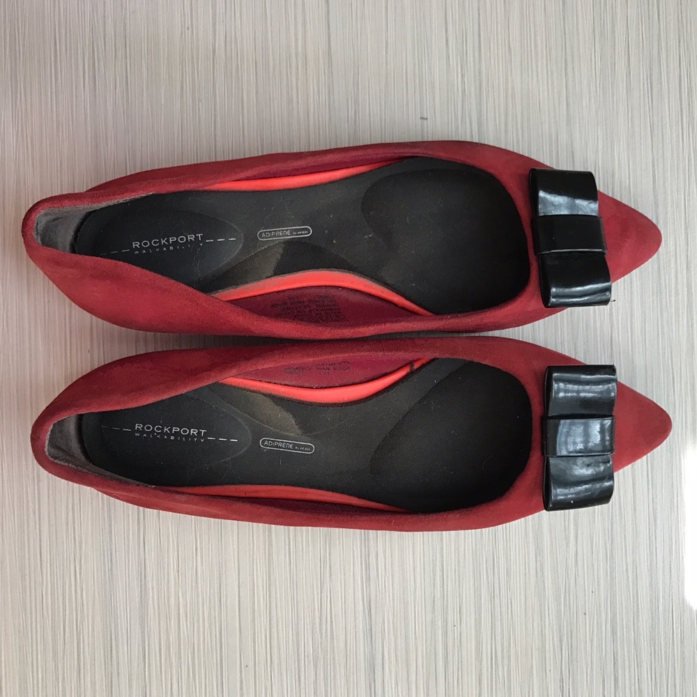 Report red suede flats ballerina red bow flats