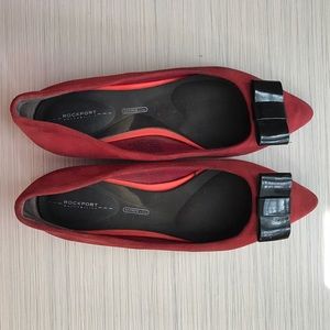 Report red suede flats ballerina red bow flats