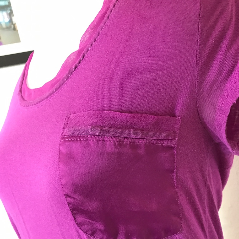 Ann Taylor LOFT Purple Pocket Tee w/ Chain accent