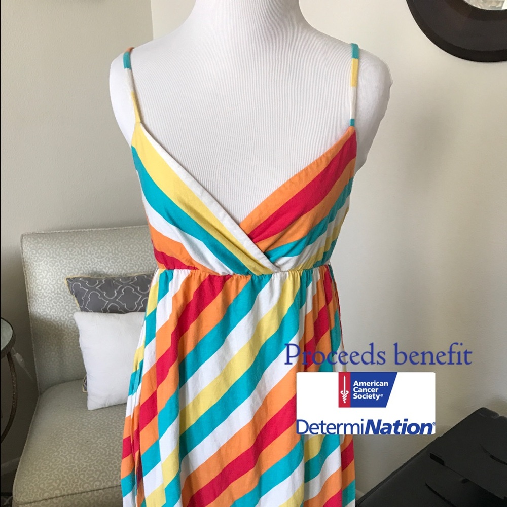 Multicolored Striped Spaghetti Strap Summer Dress