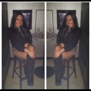 Gold studded tie neck dress shirt