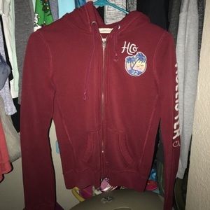 Red Hollister Zip Up Hoodie