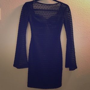 Backless black lace mini dress