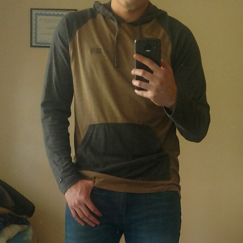 RVCA Set Up Long Sleeve Hooded Knit Shirt