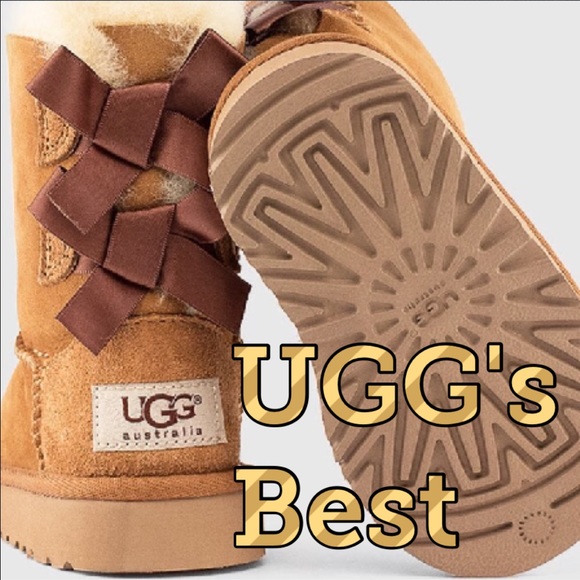 UGG GIRLS BAILEY BOWS CHESTNUT - Picture 5 of 5