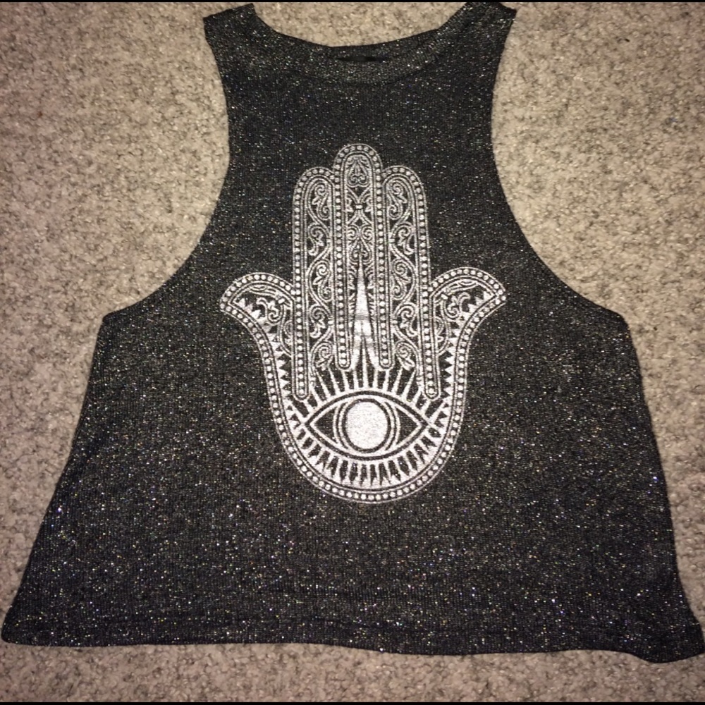 Sparkly black graphic tank