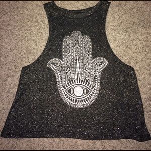 Sparkly black graphic tank