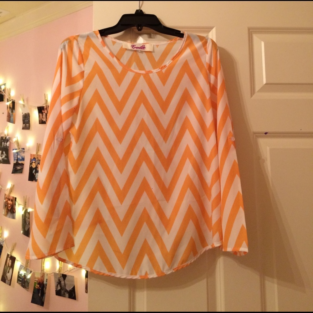 Orange & white chevron top