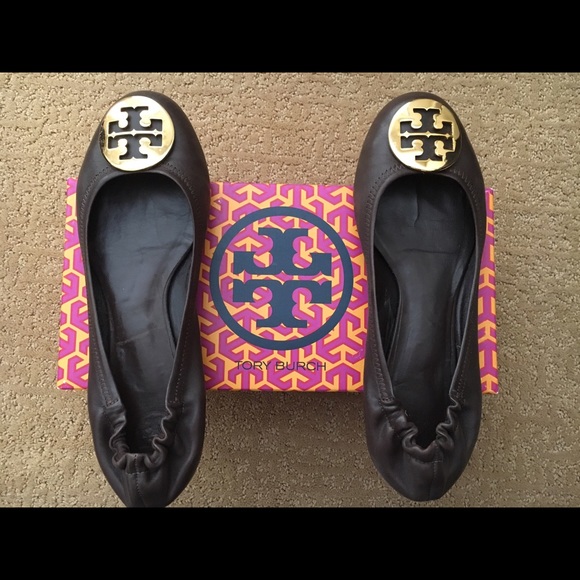Tory Burch Shoes - Tory Burch Reva Brown Flats size 8.5