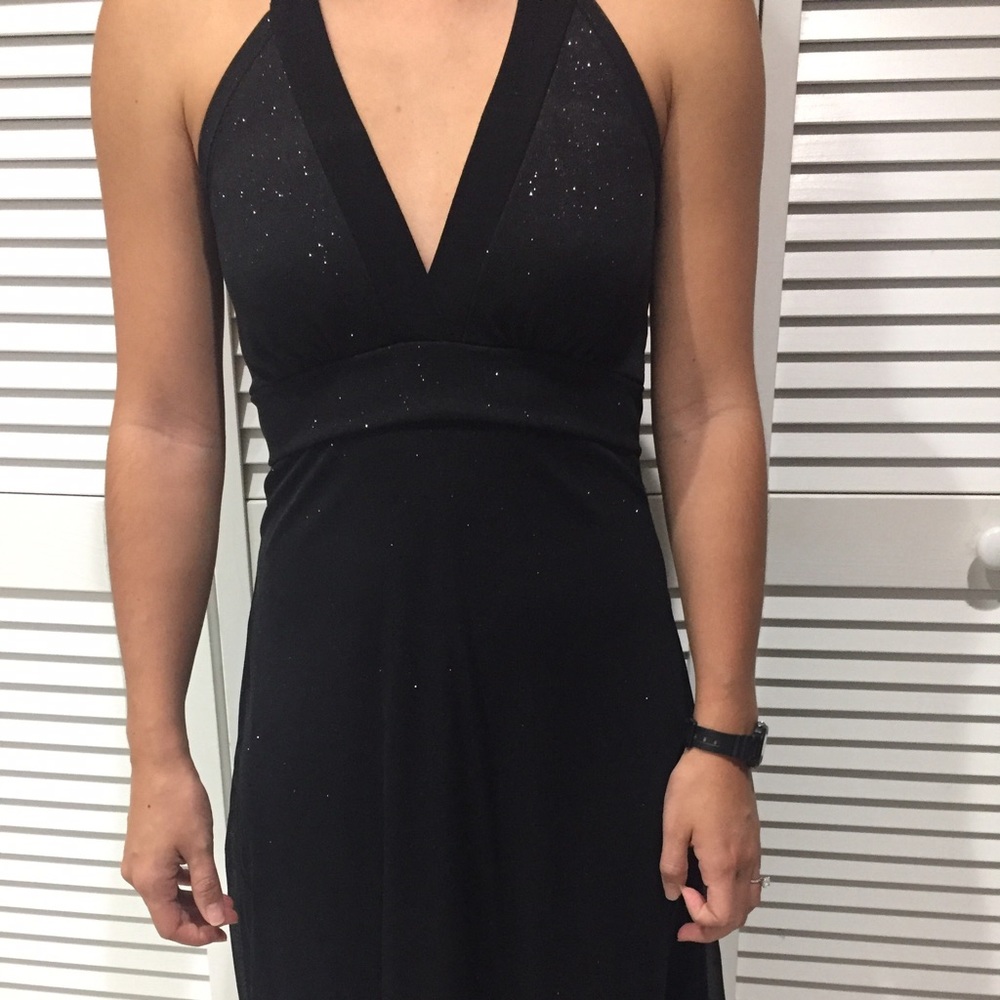 Black with glitter halter dress! WORN ONCE!