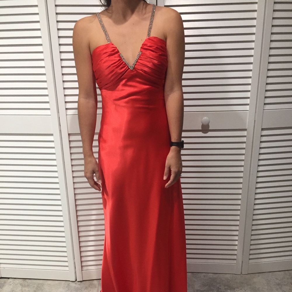 Coral floor length dress for sale! WORN ONCE!