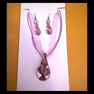 Beautiful Pink and Violet Necklace and Earring Set