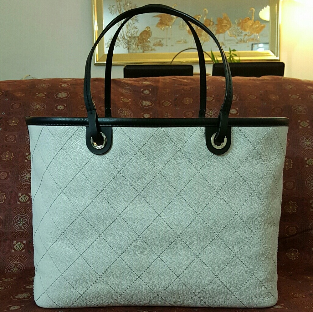 Chanel Tote Quilted Shopper Black and White SOLD