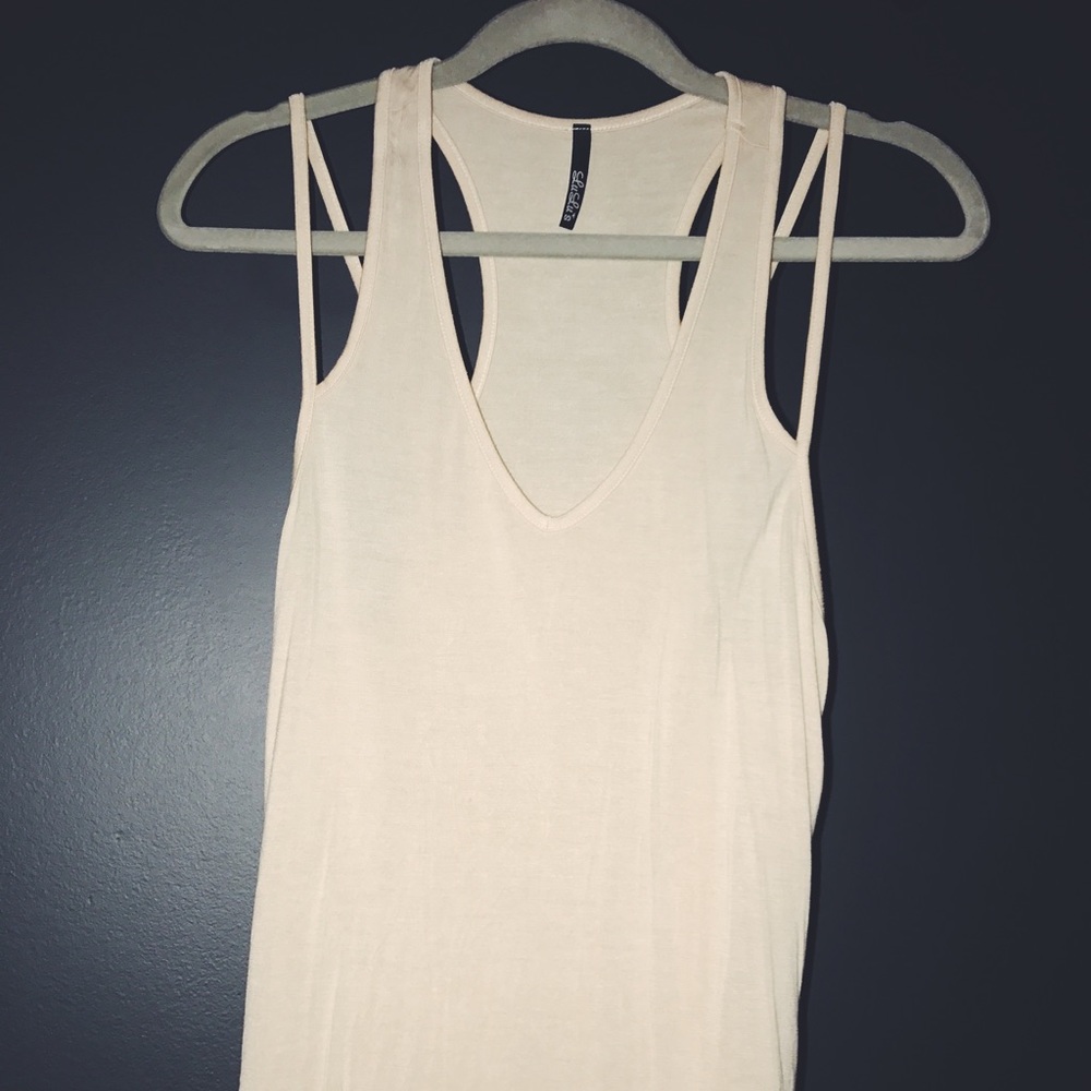 Cream tank with straps