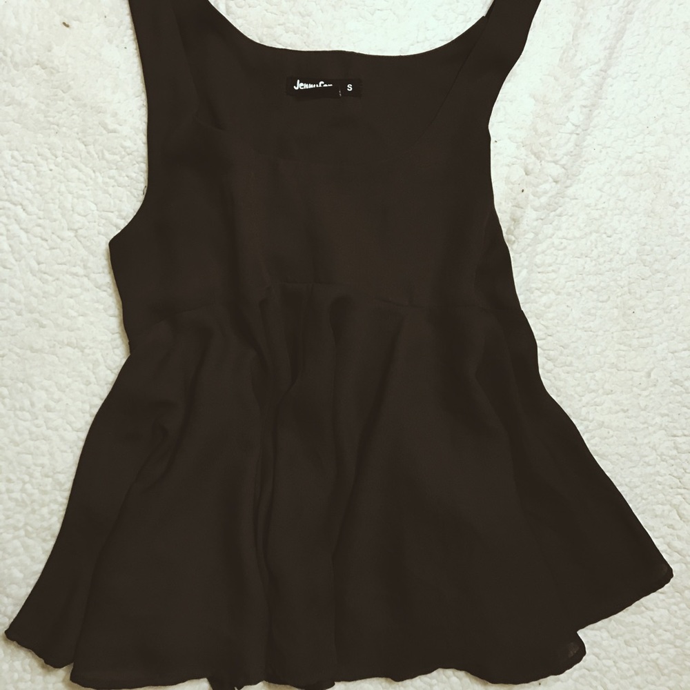 Brown flowy tank