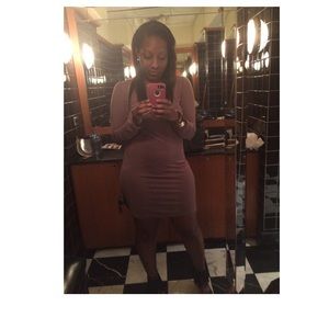 Nude open back mini dress