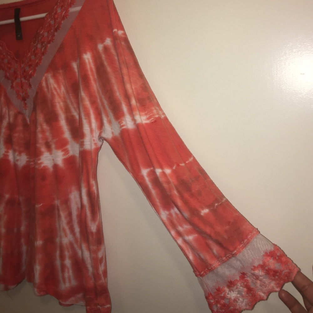 Tie Dye Shirt with mesh and crochet details
