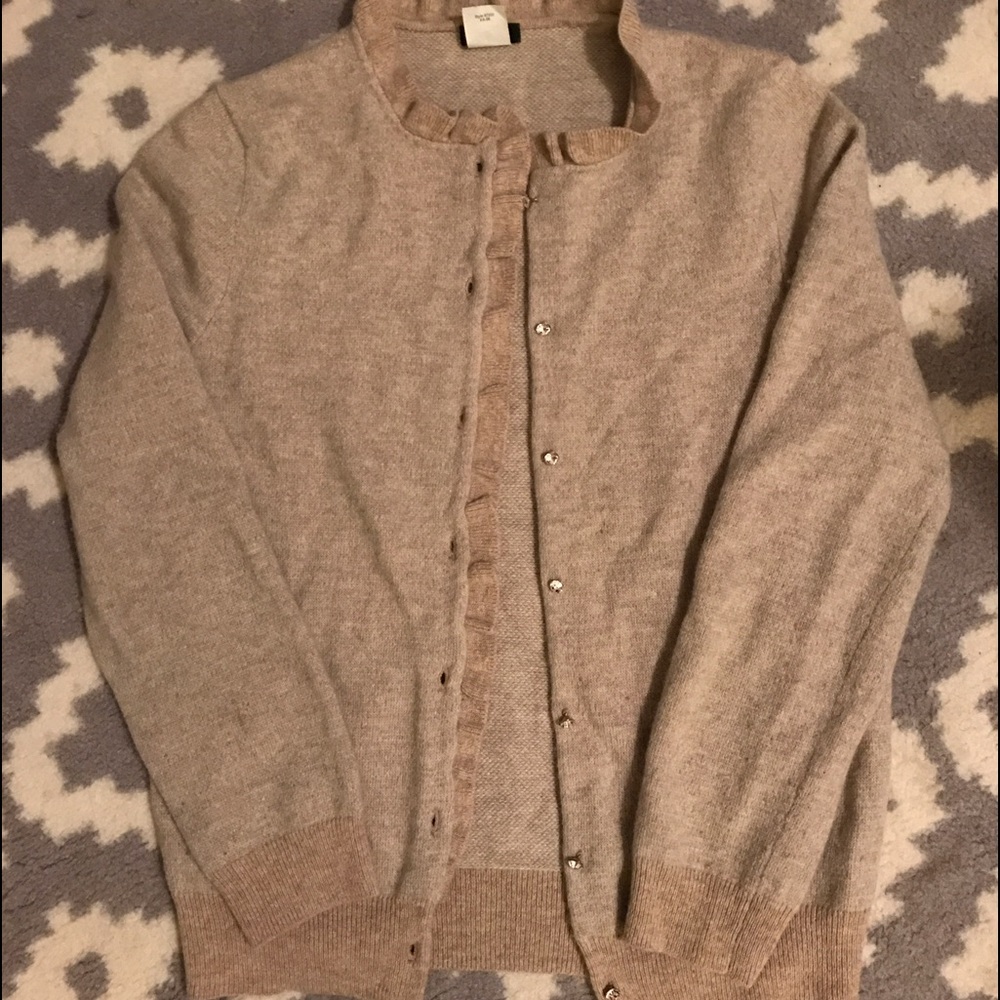 JCREW - oatmeal cardigan with jewel buttons