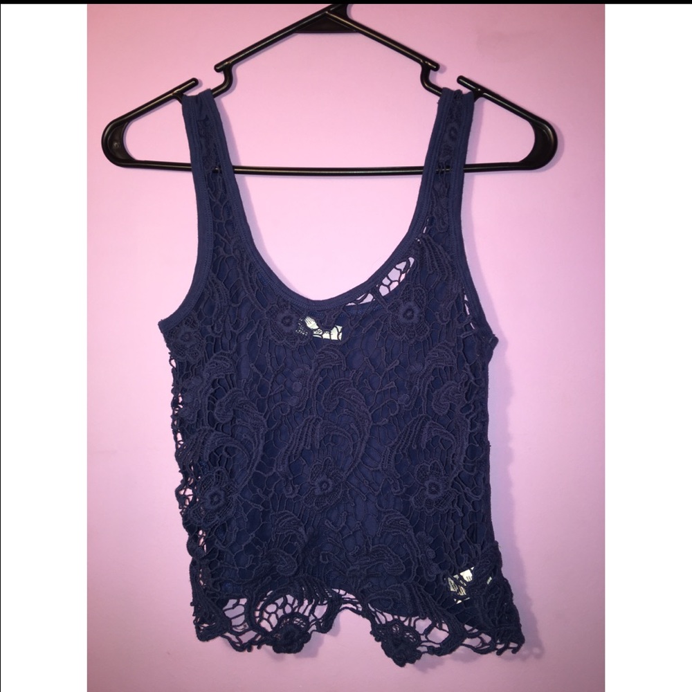 aeropostale navy lace front woman's tank size s