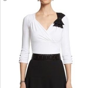 White House | Black Market Contrast Bow Top